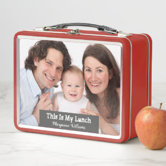 Lunch Box Famille 1 Photo Red Custom Add Name