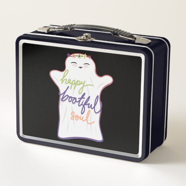Lunch Box Fantôme de dessin coloré mignon avec texte (Devant)