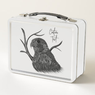 Lunch Box Faucon pèlerin dans les branches d'arbre avec écri