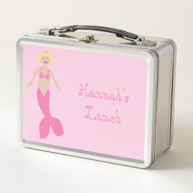 Lunch Box Fausse Sirène D'Imaginaire Rose Personnalisée (Devant)