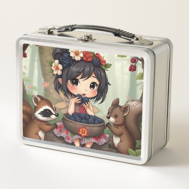 Lunch Box Fée Chibi mangeant des mûres avec des amis de la f (Devant)