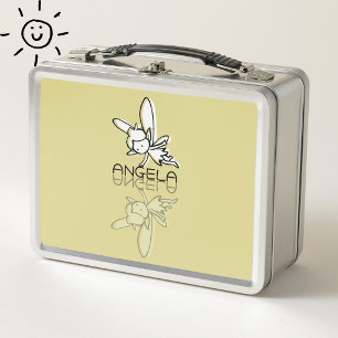 Lunch Box Fée Jaune Doodle Réflexion Nom Personnalisé