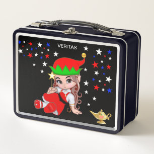 Lunch Box Fée magique mignonne et étoiles sur fond noir