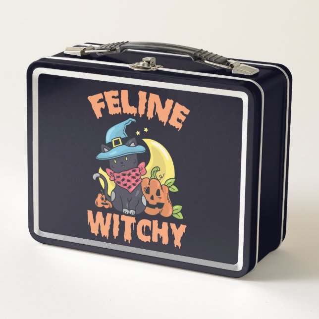 Lunch Box Feline Witchy Funny Éffrayant Halloween Chat Kitte (Devant)