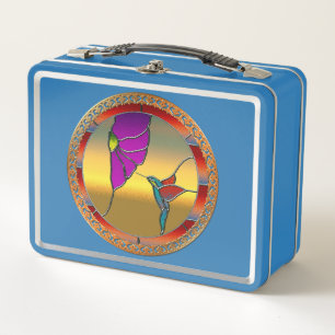 Lunch Box Fenêtre en verre tendu Turquoise Colibri