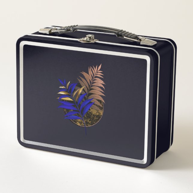 Lunch Box Ferme bleue sur cercle noir (Devant)