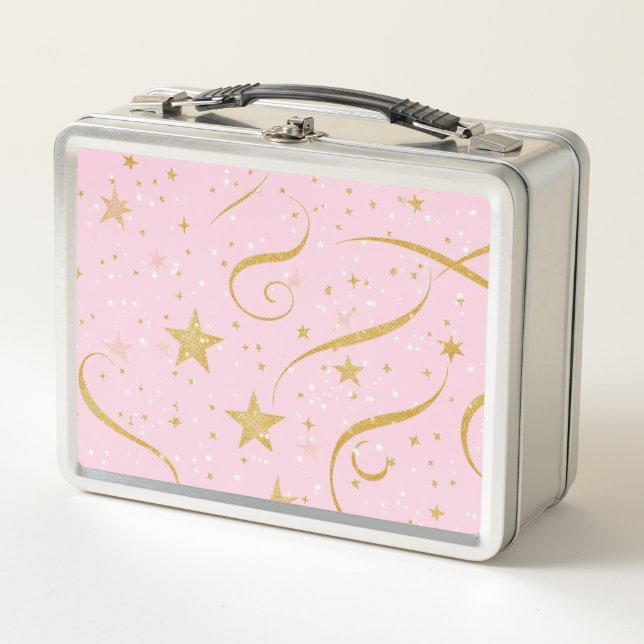 Lunch Box Fête céleste - Boîte alimentaire rose & Gold Star (Devant)
