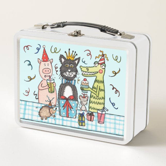 Lunch Box Fête des animaux mignons personnalisés (Devant)