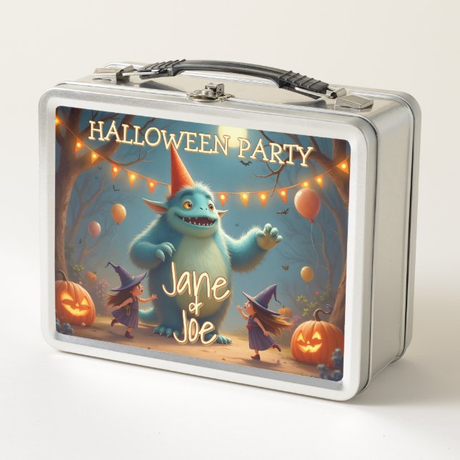 Lunch Box Fête d'Halloween de Monstre Joyeux pour Enfants (Devant)