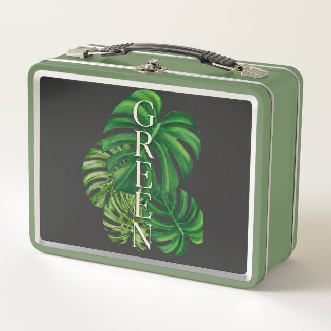 Lunch Box Feuilles de Monstera Vertes (Devant)