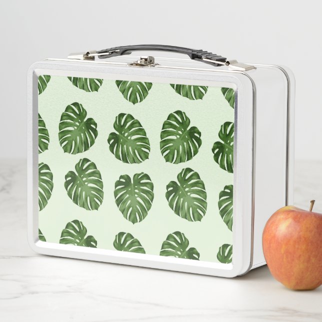Lunch Box Feuilles de palmiers, Feuilles verts, Motif tropic (En situation)