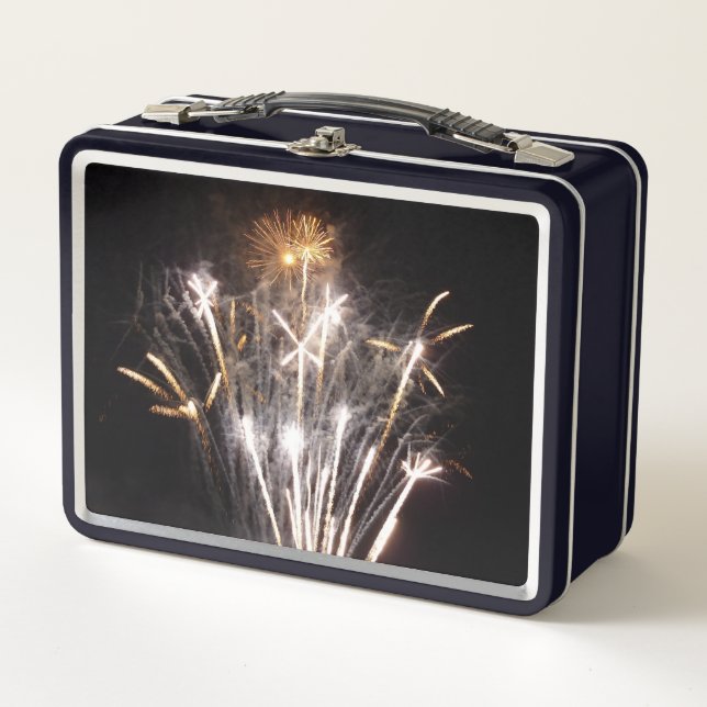 Lunch Box Feux d'artifice blancs et or II Célébration patrio (Devant)