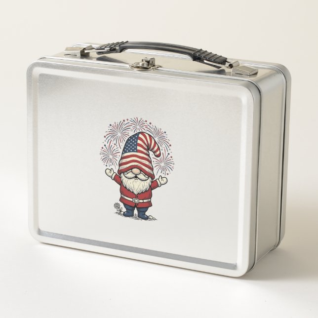 Lunch Box Feux d'artifice de gnome patriotique dessin vector (Devant)