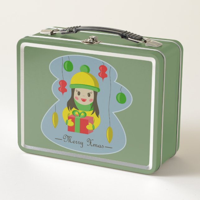 Lunch Box Fille avec boîte cadeau de Noël (Devant)