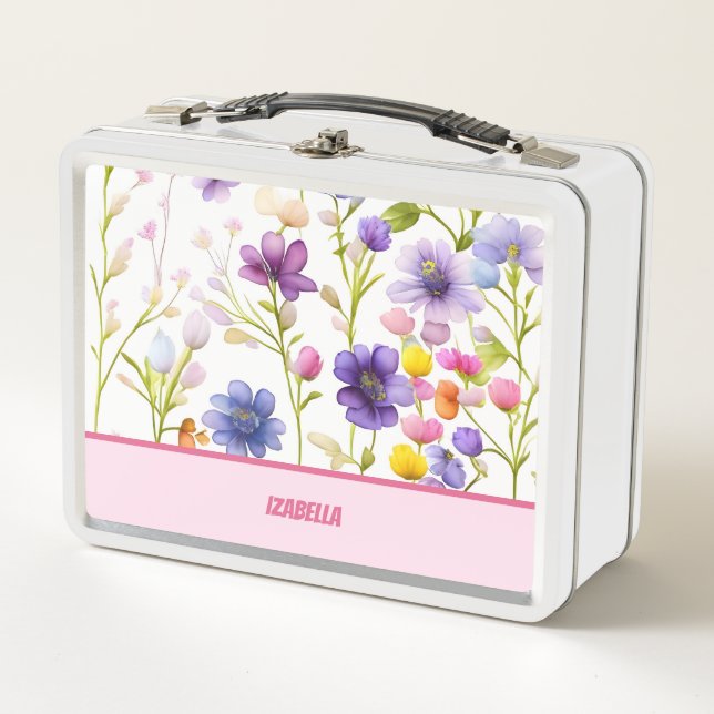 Lunch Box Fille branchée Multicolor Fleurs de printemps sauv (Devant)