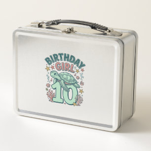 Lunch Box Fille d'anniversaire 10 Tortue de mer Gravure vint