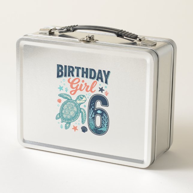 Lunch Box Fille d'anniversaire 6 Tortue de mer Conception ve (Devant)