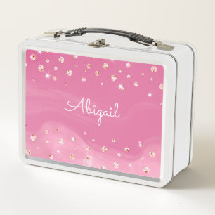 Lunch Box Fille de Parties scintillant rose personnalisée