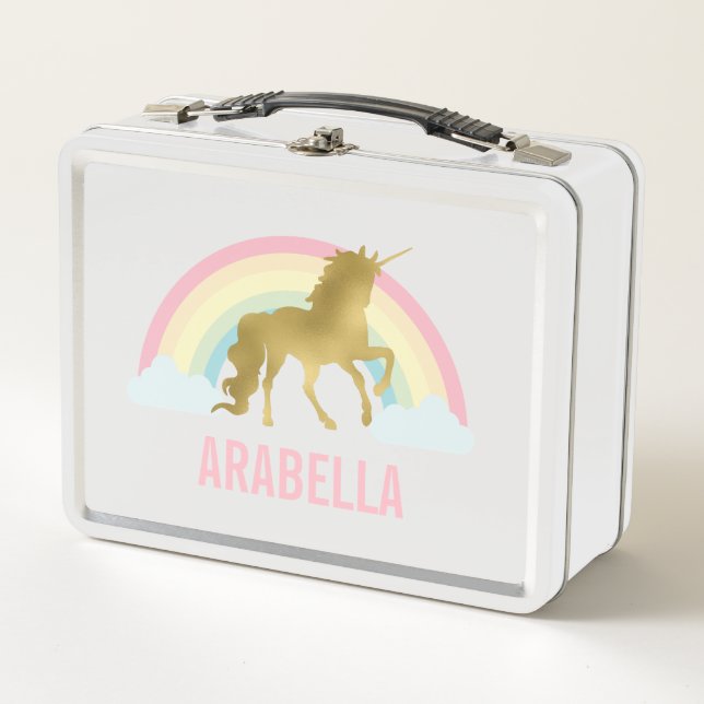 Lunch Box Fille de Unicorne d'or lunaire (Devant)