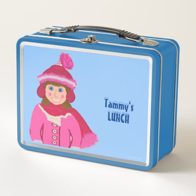 Lunch Box Fille d'hiver rose blanc rouge Casquette d'hiver (Devant)