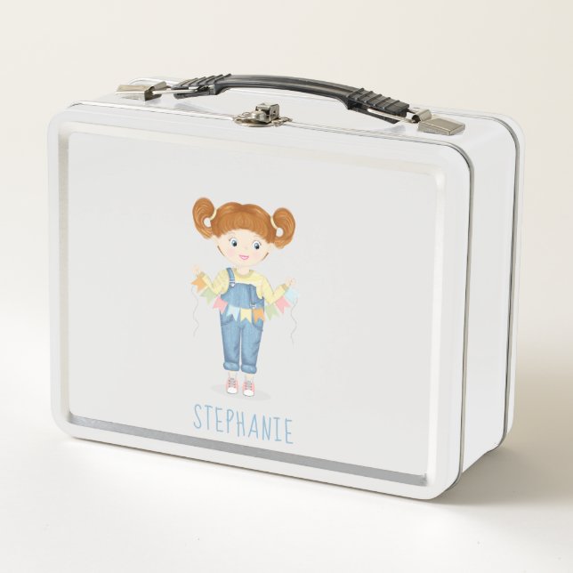 Lunch Box Fille en salopette Rousse (Devant)