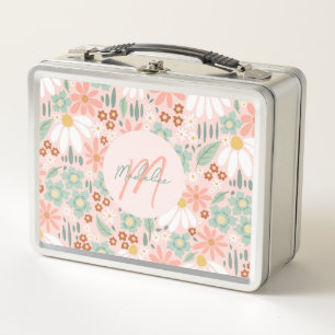 Lunch Box Fille mignonne Rose Fleur sauvage Monogramme Enfan
