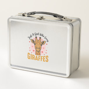 Lunch Box Fille qui aime les girafes Dessin de gravure vinta