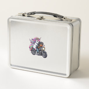 Lunch Box Filles de licorne en moto Femmes Enfants Yorkshi