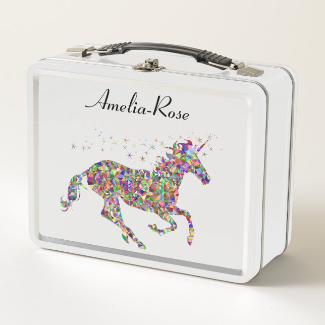 Lunch Box Filles de licorne géométrique nom (Devant)