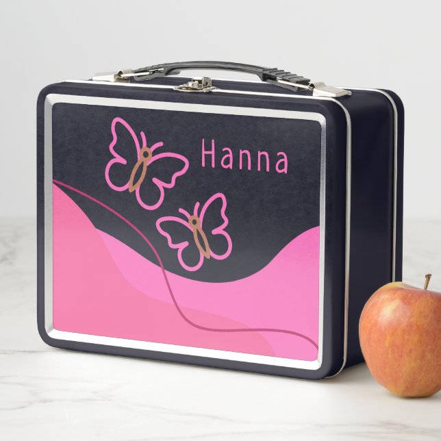Lunch Box Filles Enfants Mignons Papillons Roses École Moder (En situation)