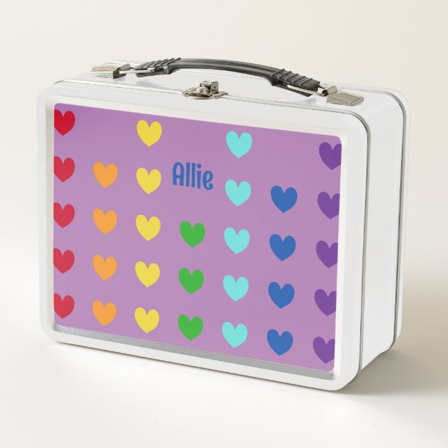 Lunch Box Filles mignonnes Coeur arc-en-ciel Enfants (Devant)