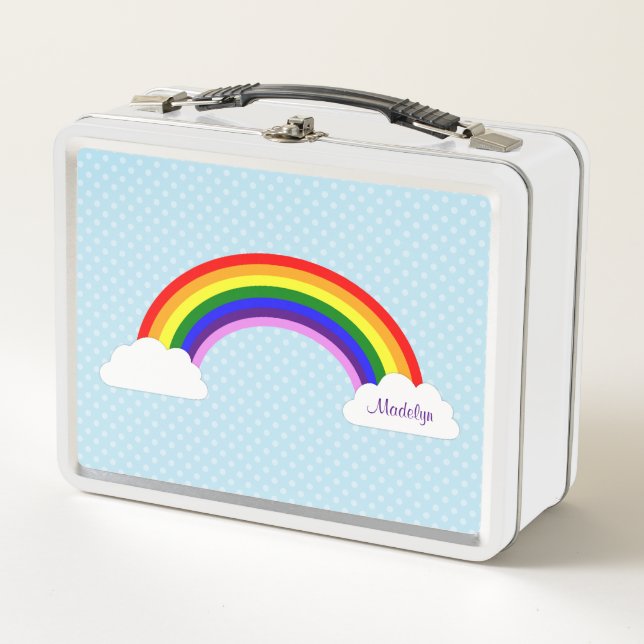 Lunch Box Filles mignonnes d'arc-en-ciel personnalisées (Devant)