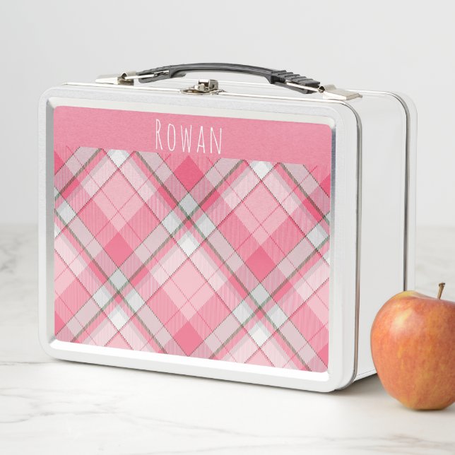 Lunch Box Filles Whimsical rose et blanc Plaid enfants (En situation)
