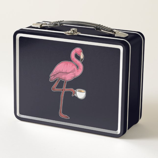 Lunch Box Flamant rose avec la coupe du café (Devant)