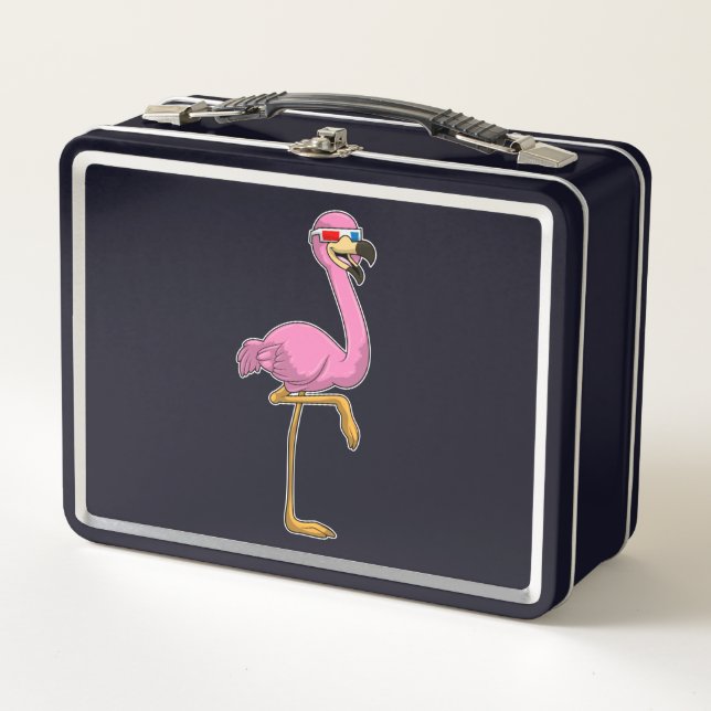 Lunch Box Flamant rose avec lunettes (Devant)