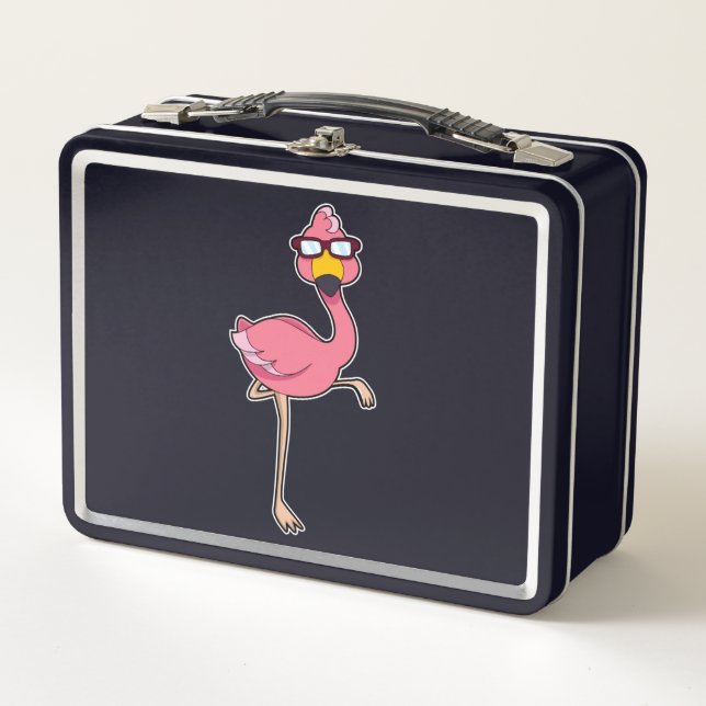 Lunch Box Flamant rose avec lunettes de soleil (Devant)