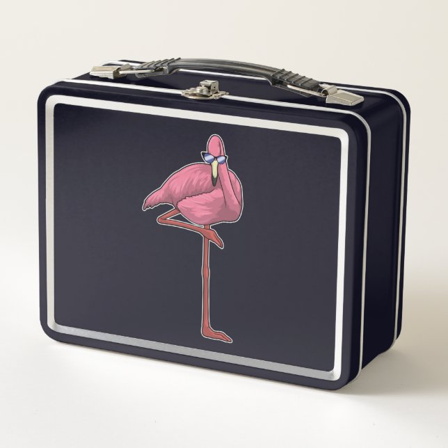 Lunch Box Flamant rose avec lunettes de soleil (Devant)