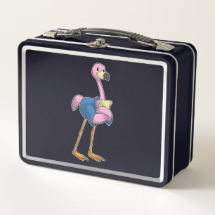 Lunch Box Flamant rose en tant que secrétaire avec Bloc-note
