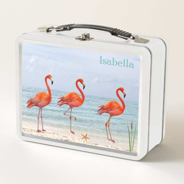 Lunch Box Flamants roses sur la plage (Devant)