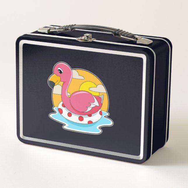 Lunch Box Flamingo at Swimming with Lifebuoy (Devant)