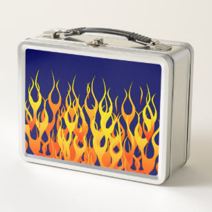 Lunch Box Flammes de course classique sur bleu marine