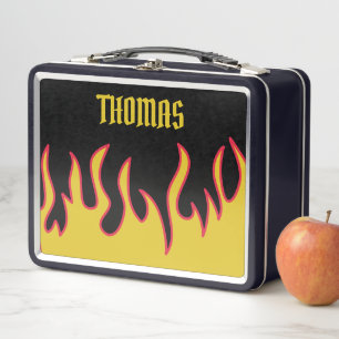 Lunch Box Flammes Jaune, Rouge et Noir Personnalisées