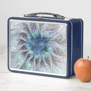 Lunch Box Fleur Abstraite Fractale Moderne Avec Bleu