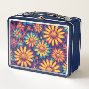 Lunch Box Fleur Daisy coloré rustique motif psychédélique