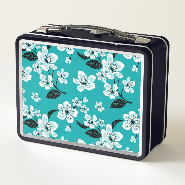 LUNCH BOX FLEUR DE CERISIER - SAKURA (BLEU VERT) (Dos)
