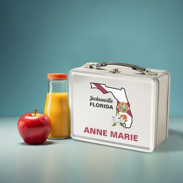 Lunch Box Fleur d'état Floride personnalisée Fleur Orange Bl (Créateur téléchargé)