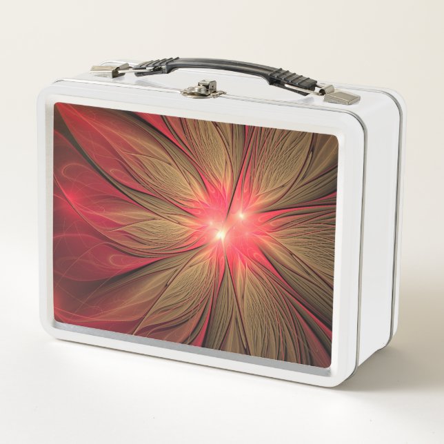 Lunch Box Fleur fractale fantaisiste rouge  (Devant)