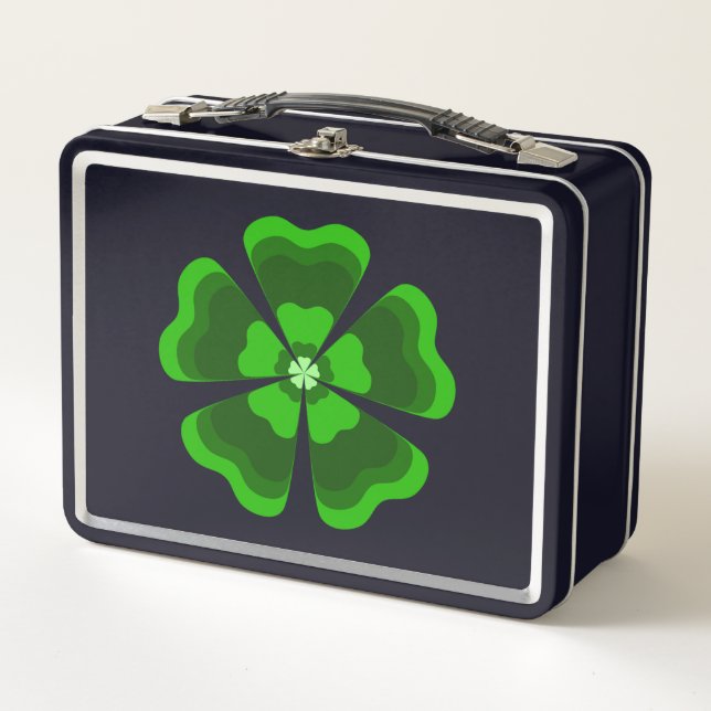 Lunch Box Fleur Rétro de Style Vert  (Devant)