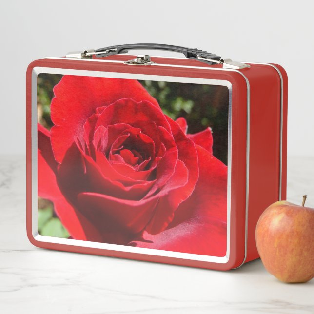 Lunch Box Fleur rose rouge vif Belle florale (En situation)