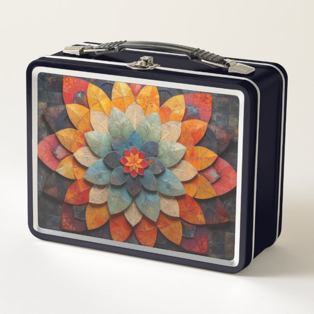 Lunch Box Fleur texturée Mandala Art (Devant)